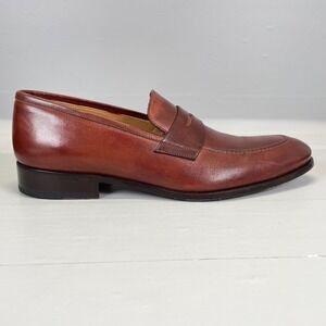 Ace Marks Penny Loafers Mens Size 11 D Brown Leather Slip On Dress Shoes - Italy